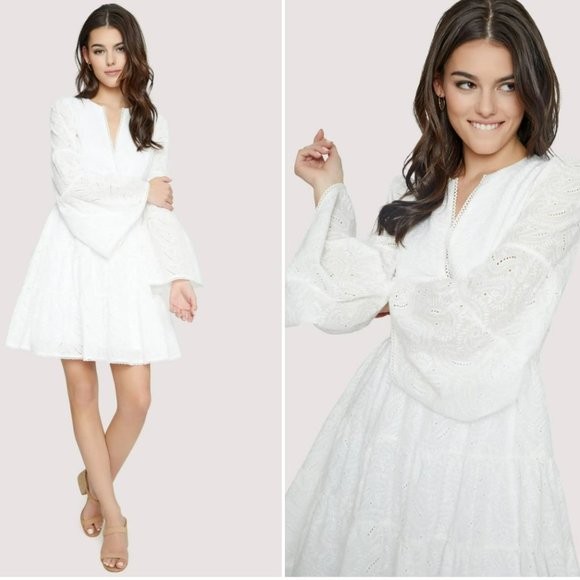 Lost + Wander Love Letters Mini Dress, White, M - Picture 1 of 16